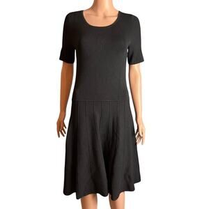 Talbots Knit Fit And Flare Midi Dress Drop Waist Rib Skirt S Preppy Minimalist